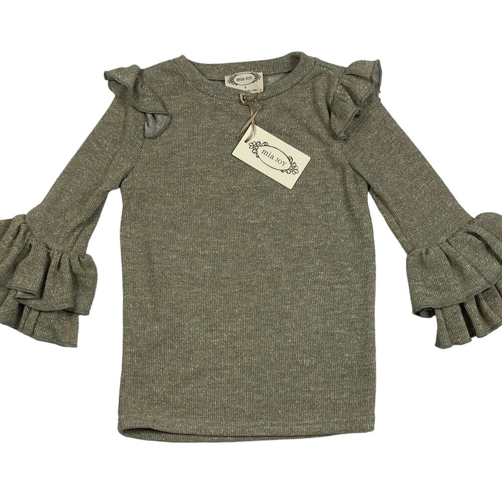Mia Joy Sparkly Ruffle Sleeve Top Size 8 NWT